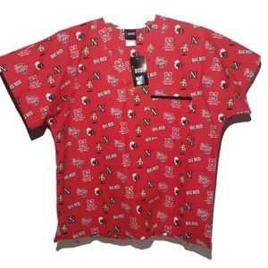 Scrub DUDZ Top Size Small Nebraska Huskers Red